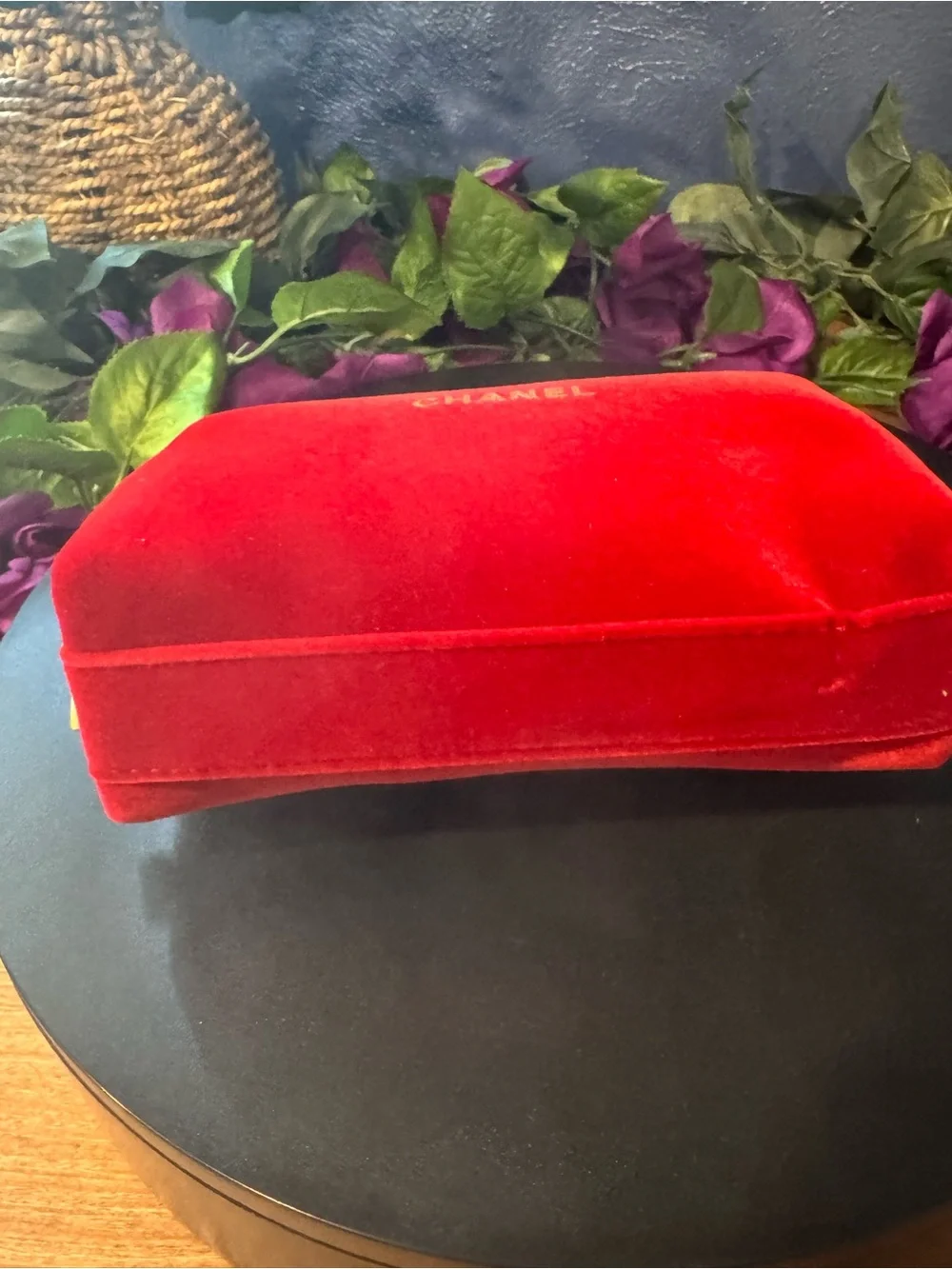 NWOT Chanel Beaute Red Velvet Cosmetic Pouch